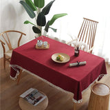 Table cover with lace