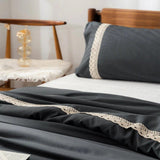 Luxury Duvet With Mash Ground Lace(green) - The Linen House