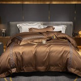 Luxury Cotton Satin Circle Embroidered Duvet Set - The Linen House