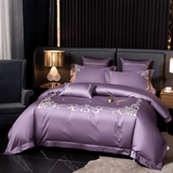 Cotton satin Embroidered duvet set - The Linen House