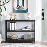 3 Tier X-Design Console Table with Storage Shelves – Stylish and Practical Black Accent Table