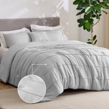 Grid Pinch Pleated Duvet Set