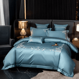 Cotton satin Embroidered duvet set - The Linen House