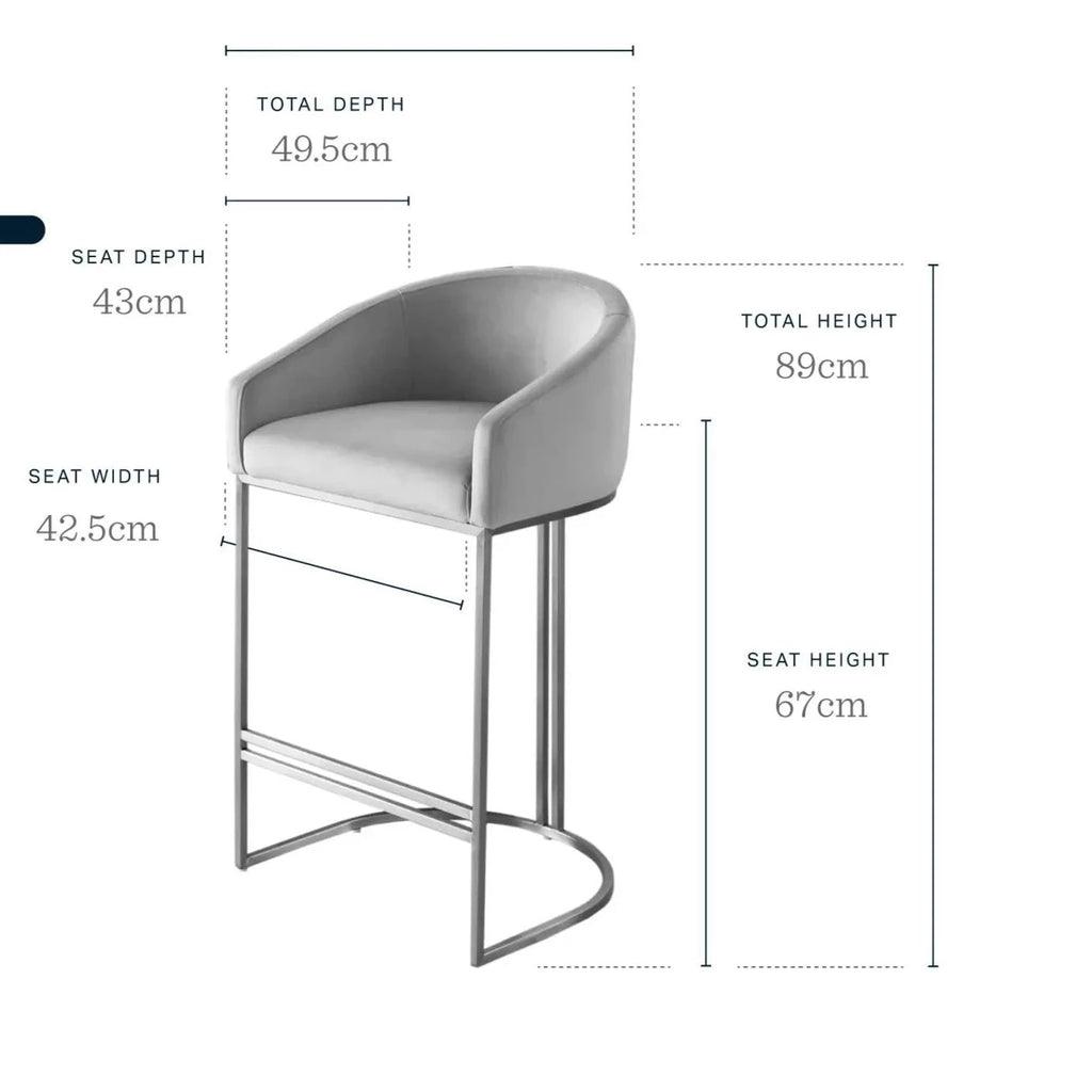 Dakota Champagne Velvet & Metal Barstool - The Linen House