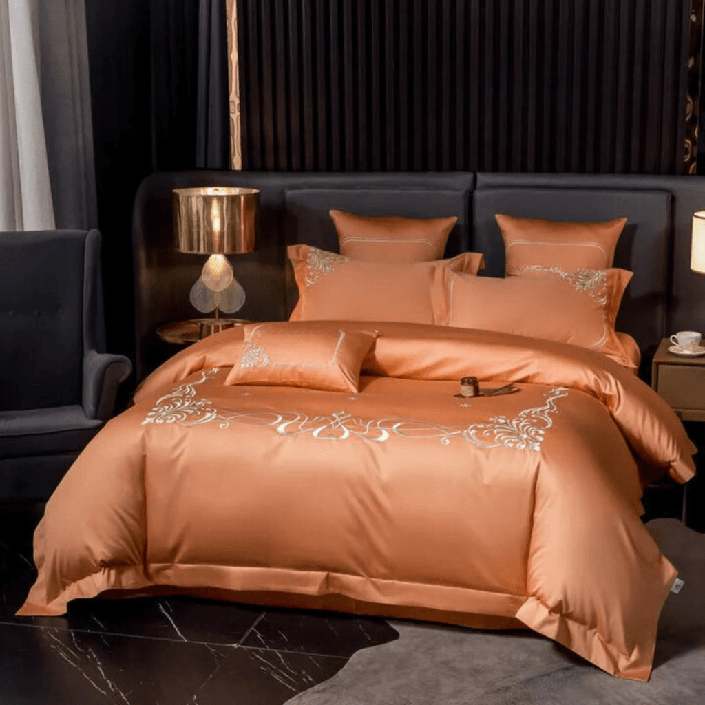 Cotton satin Embroidered duvet set - The Linen House