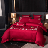 Cotton satin Embroidered duvet set - The Linen House