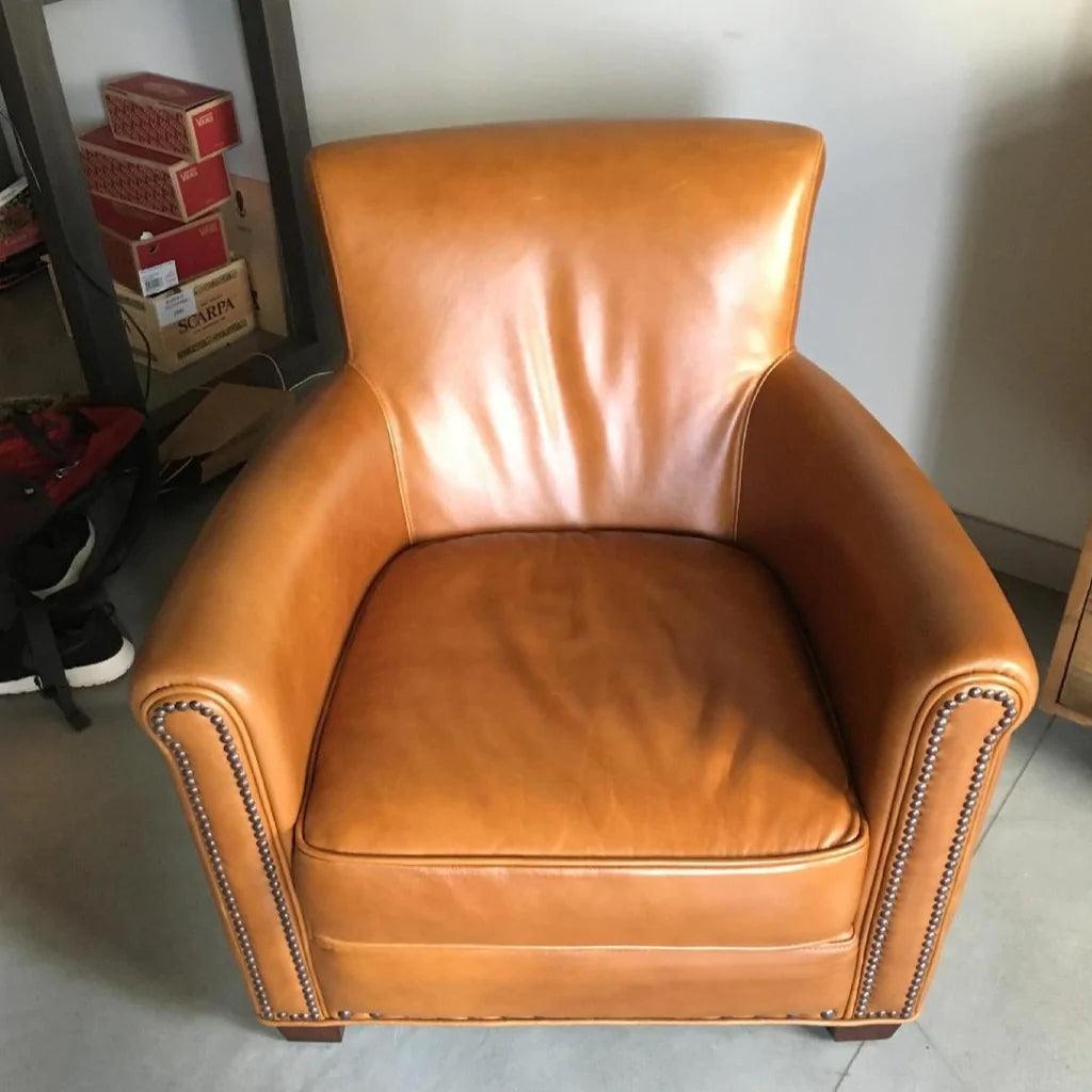 Leather Armchair with Nail heads - The Linen House