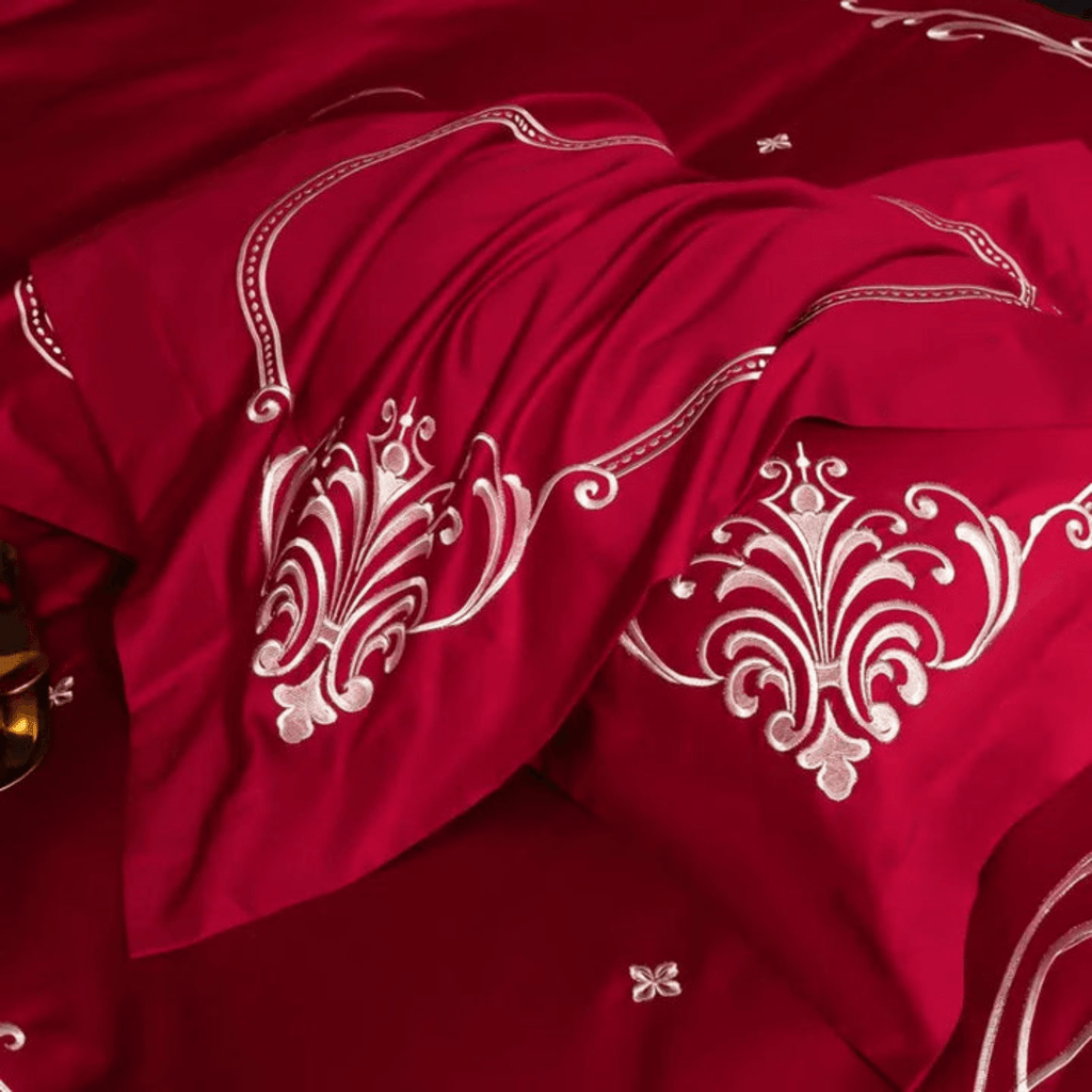 Cotton satin Embroidered duvet set - The Linen House
