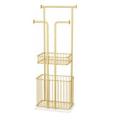 Free Standing Towel Rack with Laundry Hamper Basket Metal Towel Stand
