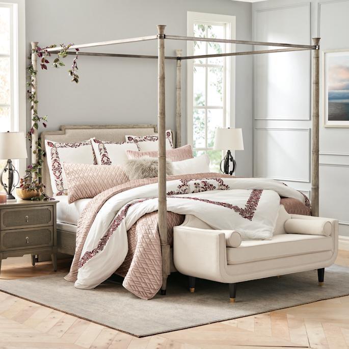 White with Maroon Royal Embroidery Duvet Set – Elegant Bedding for a Luxurious Bedroom