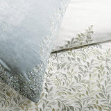 Luxury Green Cotton Satin Embroidery Duvet Set - The Linen House