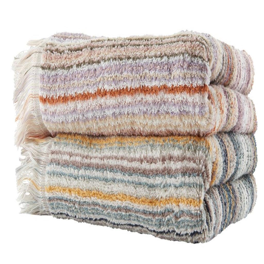 Multi Lines 3 Piece Imported Bath Towel Set - The Linen House