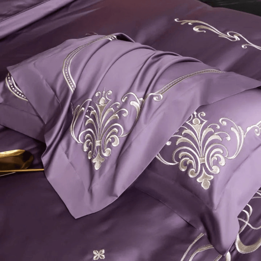 Cotton satin Embroidered duvet set - The Linen House