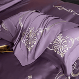 Cotton satin Embroidered duvet set - The Linen House