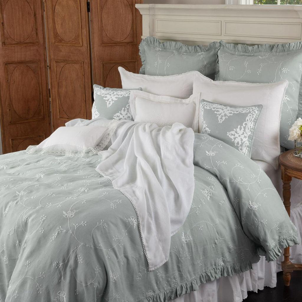 Light green Embroidery Duvet Set - The Linen House
