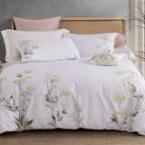 White Flowered Embroidery Duvet Set - The Linen House