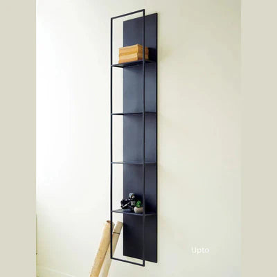 Tall Black Metal Wall Hanging With Four Shelves