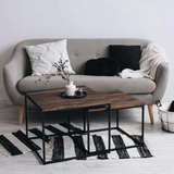 Set of 2 Smoked oak Side Table with Metal stand - The Linen House