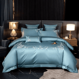Cotton satin Embroidered duvet set - The Linen House