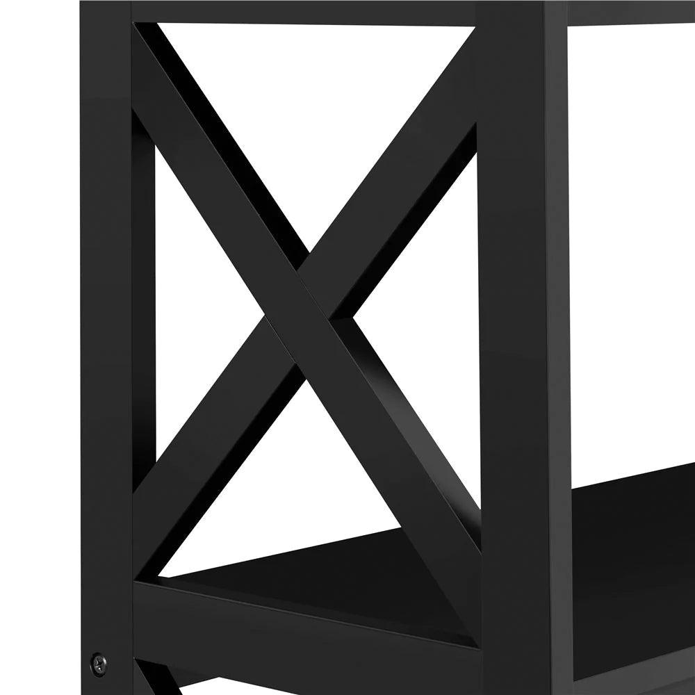 3 Tier X-Design Console Table with Storage Shelves – Stylish and Practical Black Accent Table