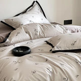 Luster Flower Printed Bedding Duvet Set – Artistic & Elegant
