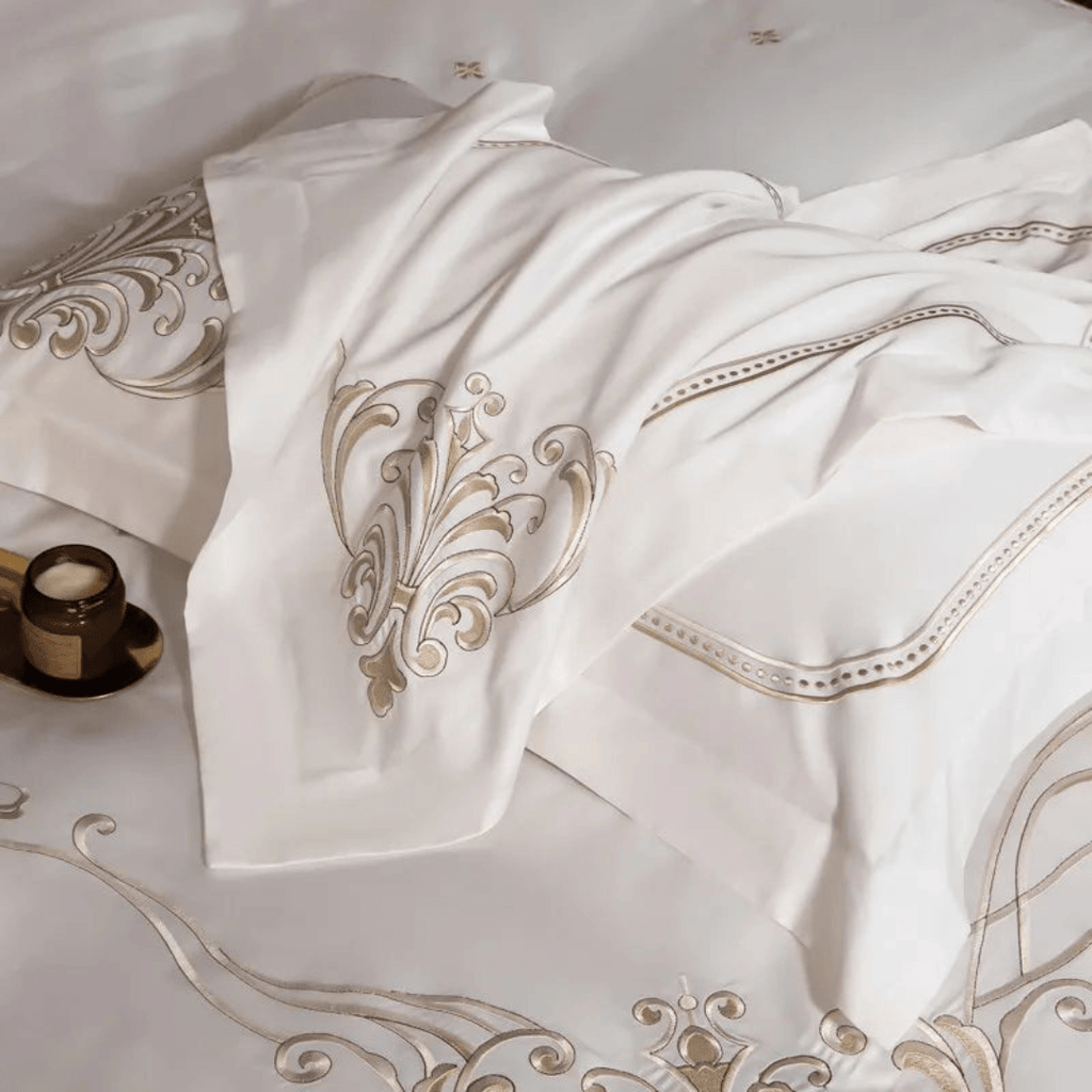 Cotton satin Embroidered duvet set - The Linen House