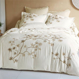 Embroidered Duvet Set With Japanese Foliage Pattern - The Linen House