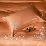 Cotton satin Embroidered duvet set - The Linen House