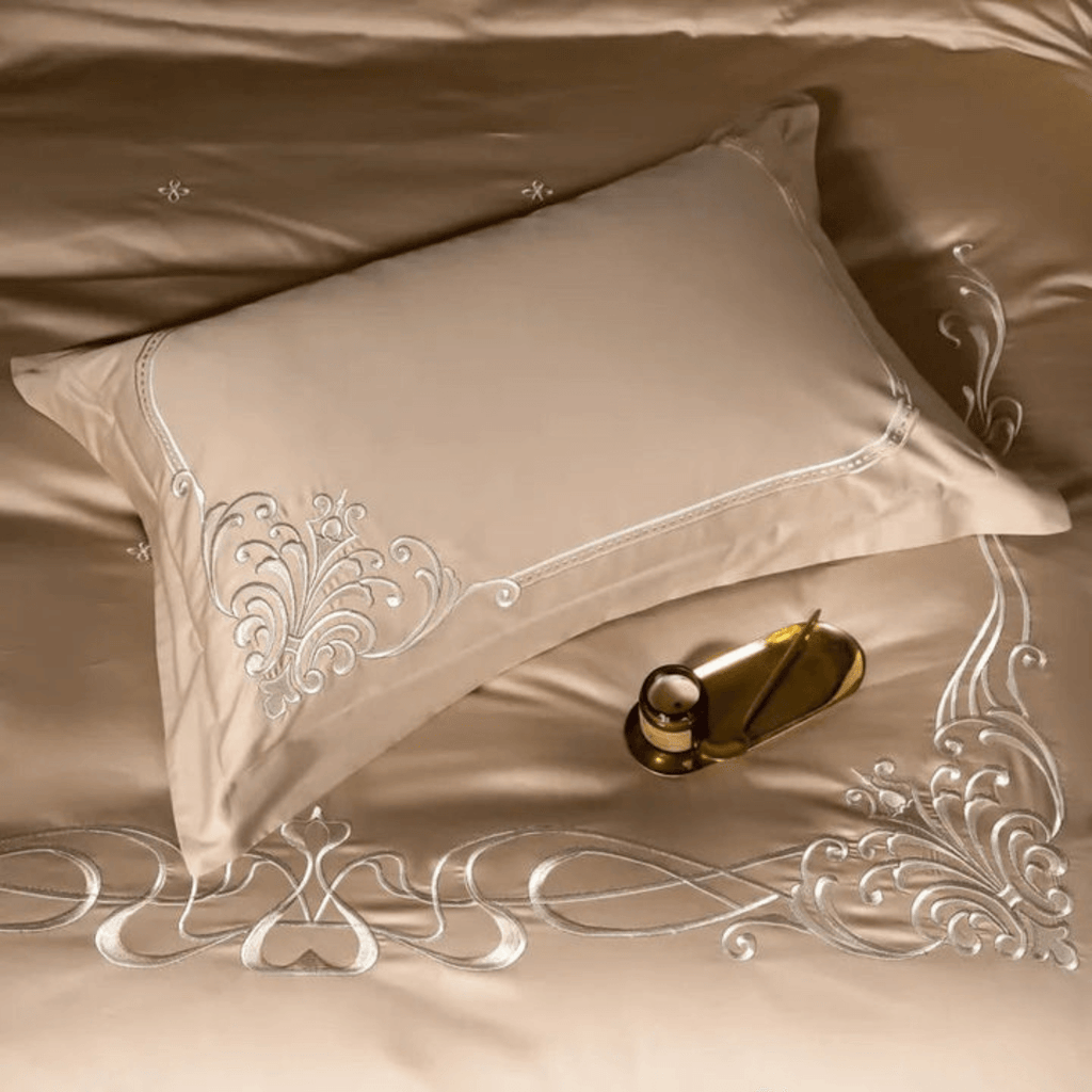 Cotton satin Embroidered duvet set - The Linen House