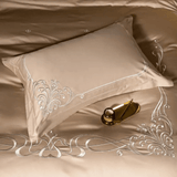 Cotton satin Embroidered duvet set - The Linen House