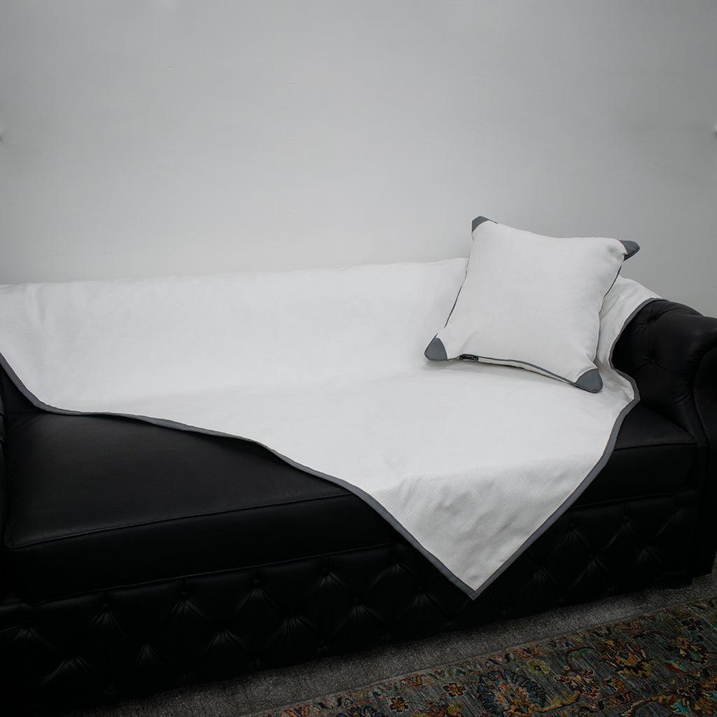 Sofa Throw ( White ) - The Linen House