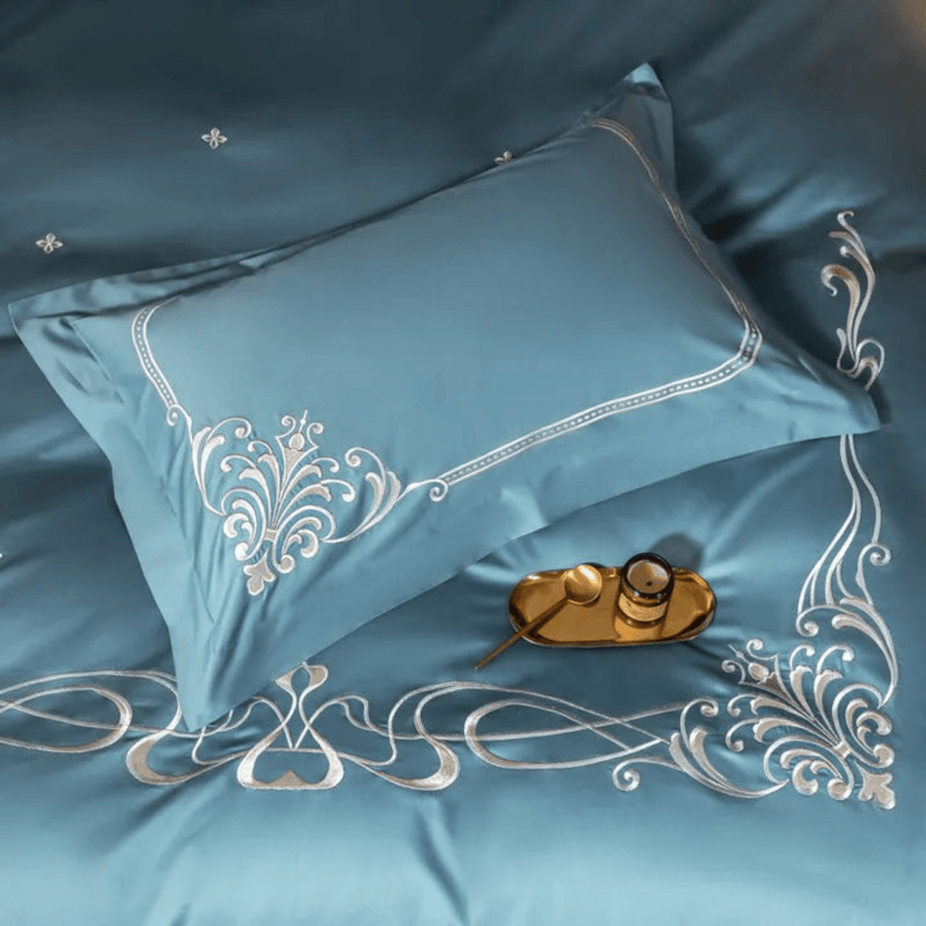 Cotton satin Embroidered duvet set - The Linen House