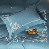 Cotton satin Embroidered duvet set - The Linen House