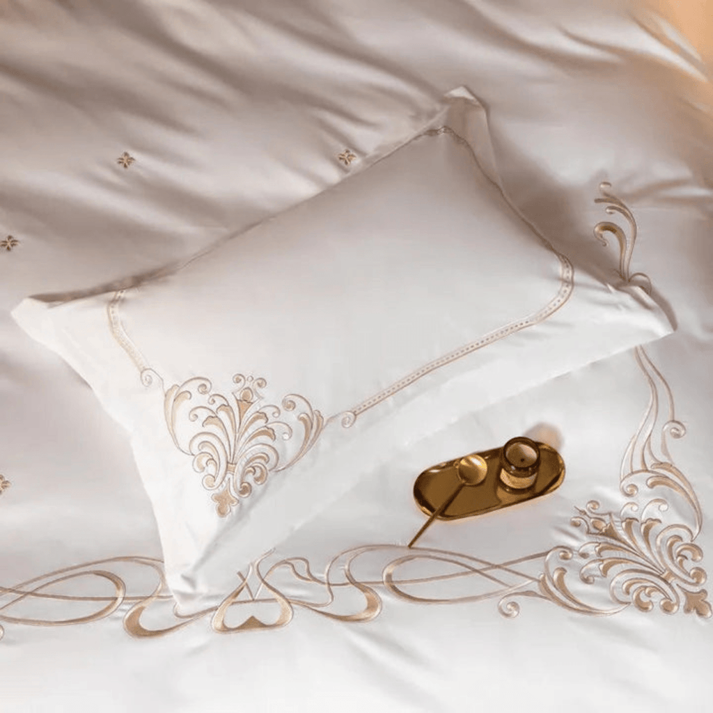 Cotton satin Embroidered duvet set - The Linen House