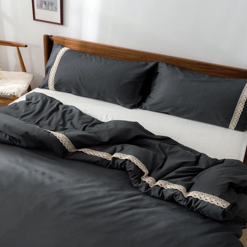Luxury Duvet With Mash Ground Lace(green) - The Linen House