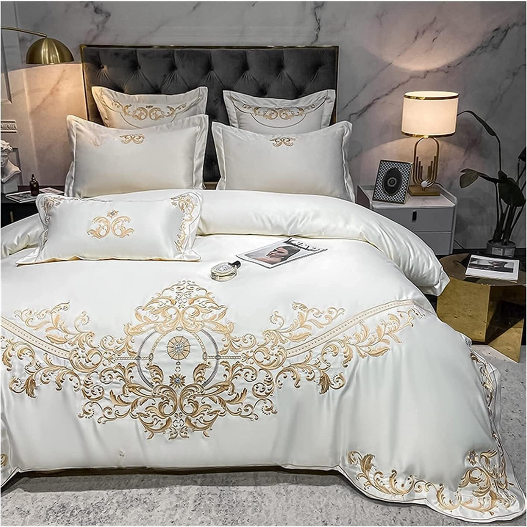Gold Embroidery Duvet Set - The Linen House