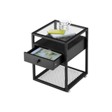 Side Table with Tempered Glass Top and Metal Shelf - The Linen House