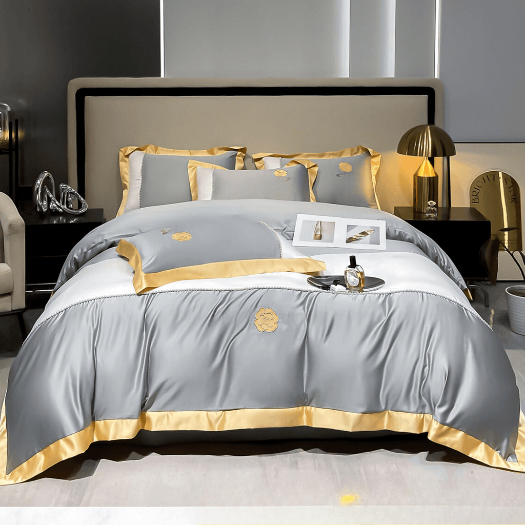 Modern Luxury Embroidered Duvet cover - The Linen House