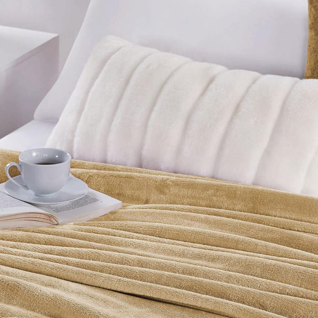 Soft Flannel Fleece Blanket in Beige
