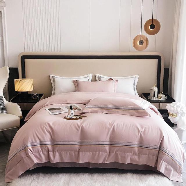 Multi Embroidered Baratta Stitch Tetra Line Duvet Set - The Linen House