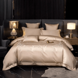 Cotton satin Embroidered duvet set - The Linen House