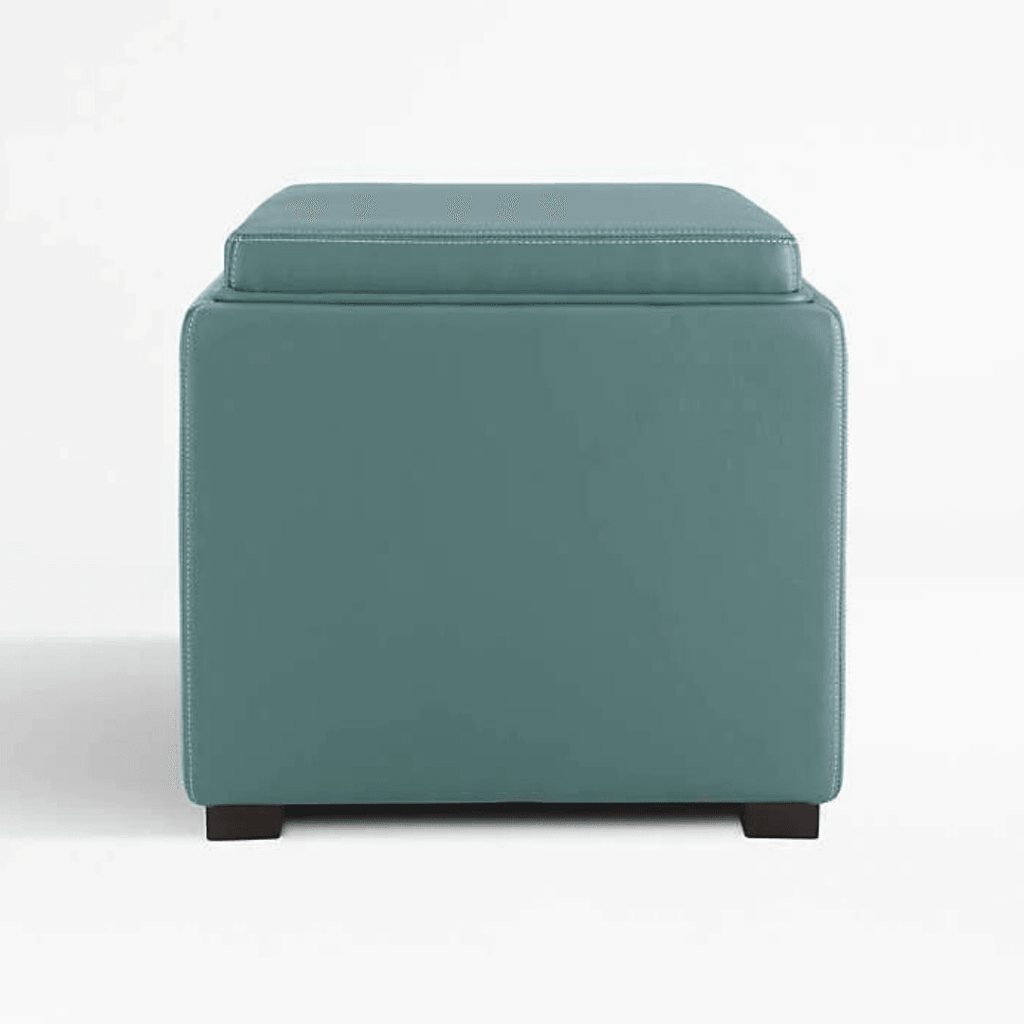 17" Leather Storage Ottoman - The Linen House