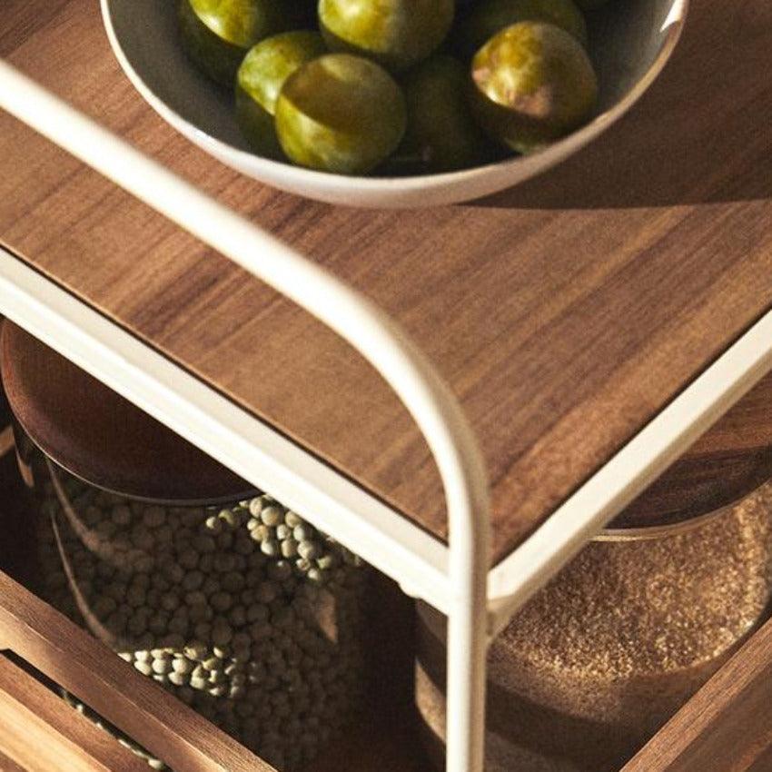 WOOD AND METAL STORAGE CART - The Linen House
