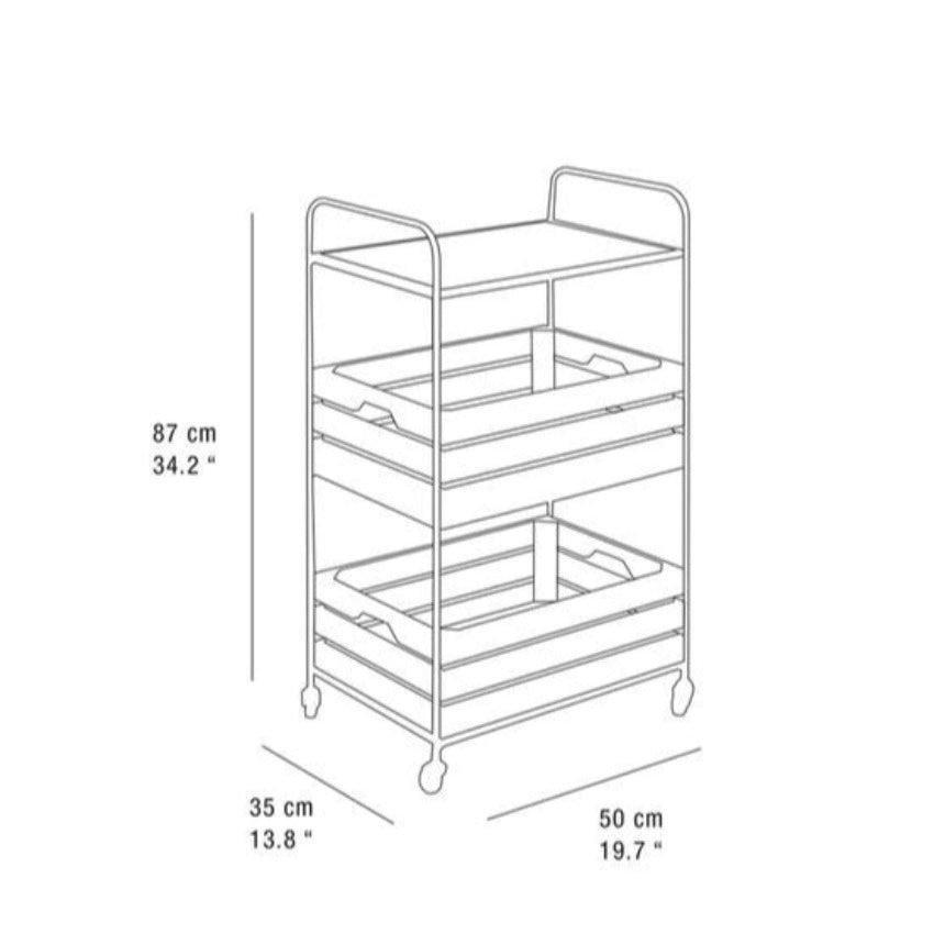 WOOD AND METAL STORAGE CART - The Linen House