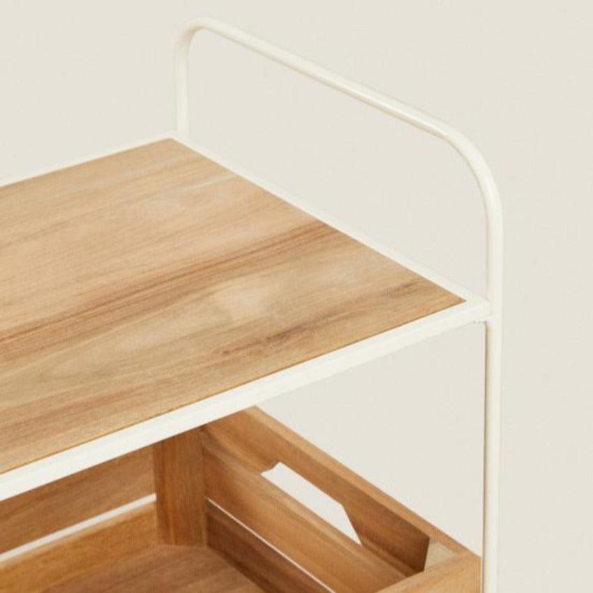 WOOD AND METAL STORAGE CART - The Linen House