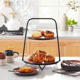 2-Tier Wood & Metal Serving Stand - The Linen House