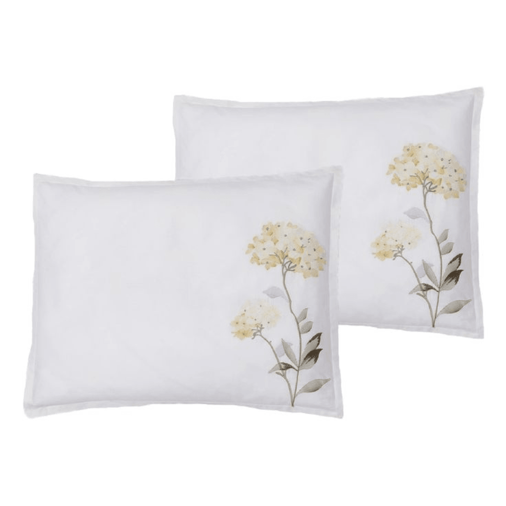 White Flowered Embroidery Duvet Set - The Linen House