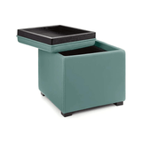 17" Leather Storage Ottoman - The Linen House
