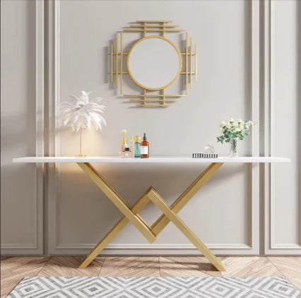 Side table golden with white
