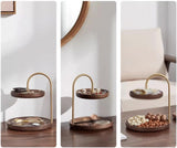 Wooden Round Double Layer Tray for Dessert Display - The Linen House